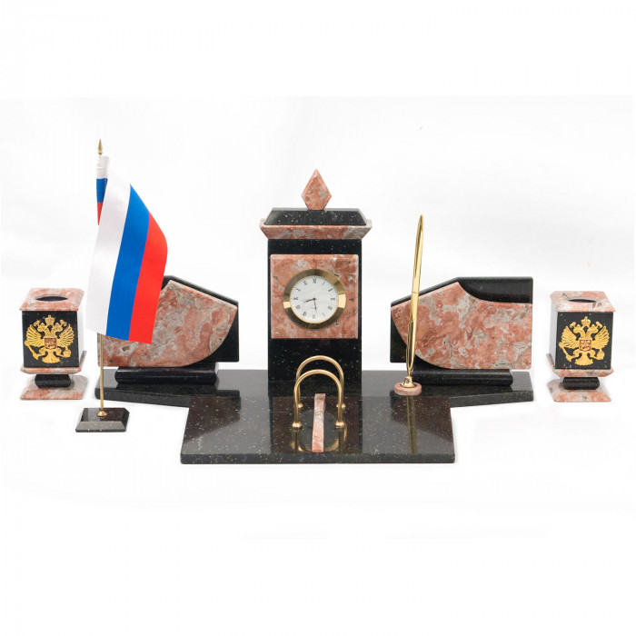 Настольный набор с гербом и флагом России