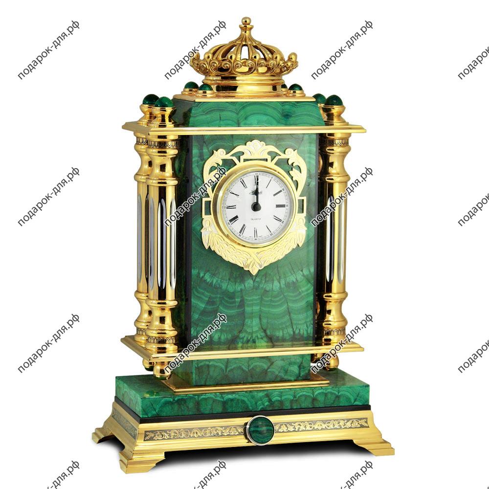 Часы «Корона» из малахита